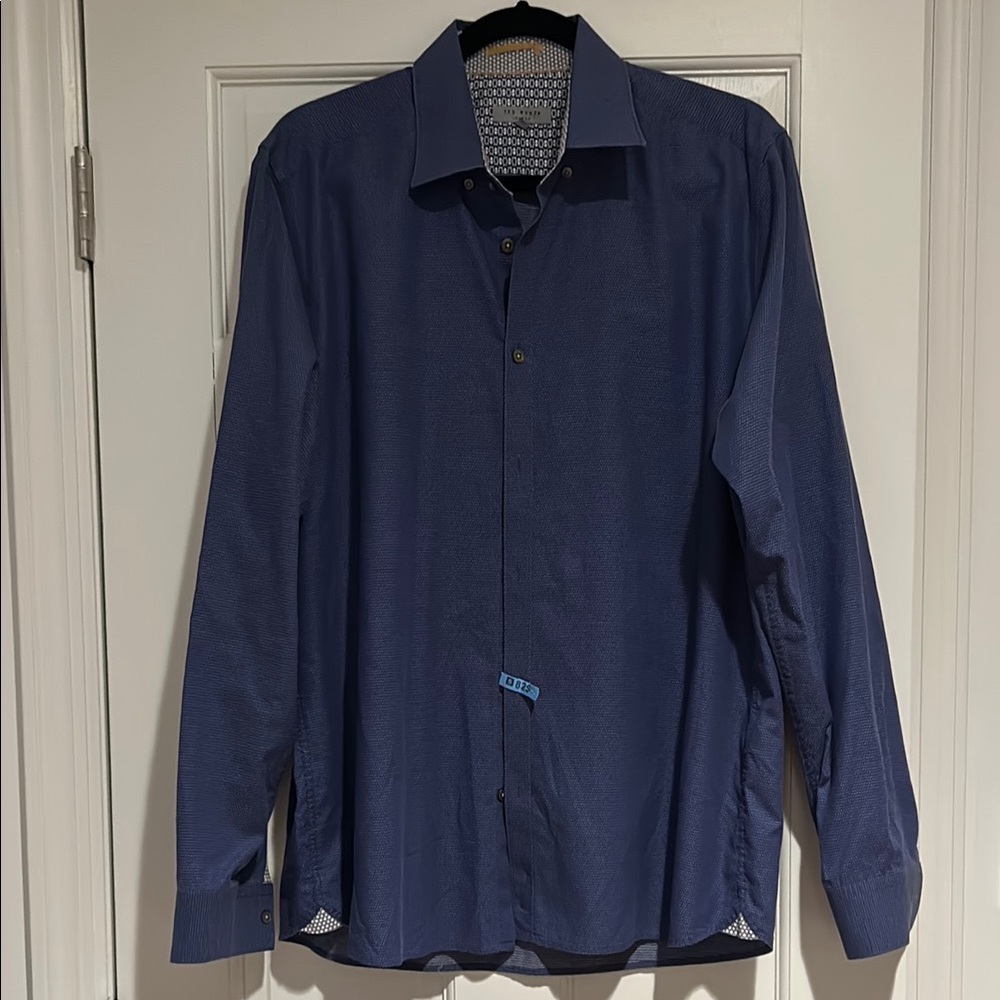 Ted Baker Navy Patterned Long Sleeve (XL)